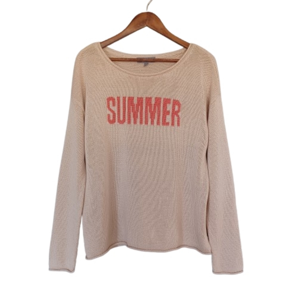 Marled Reunited Clothing SUMMER Relaxed Slouchy Pullover Knit Sweater Top Large